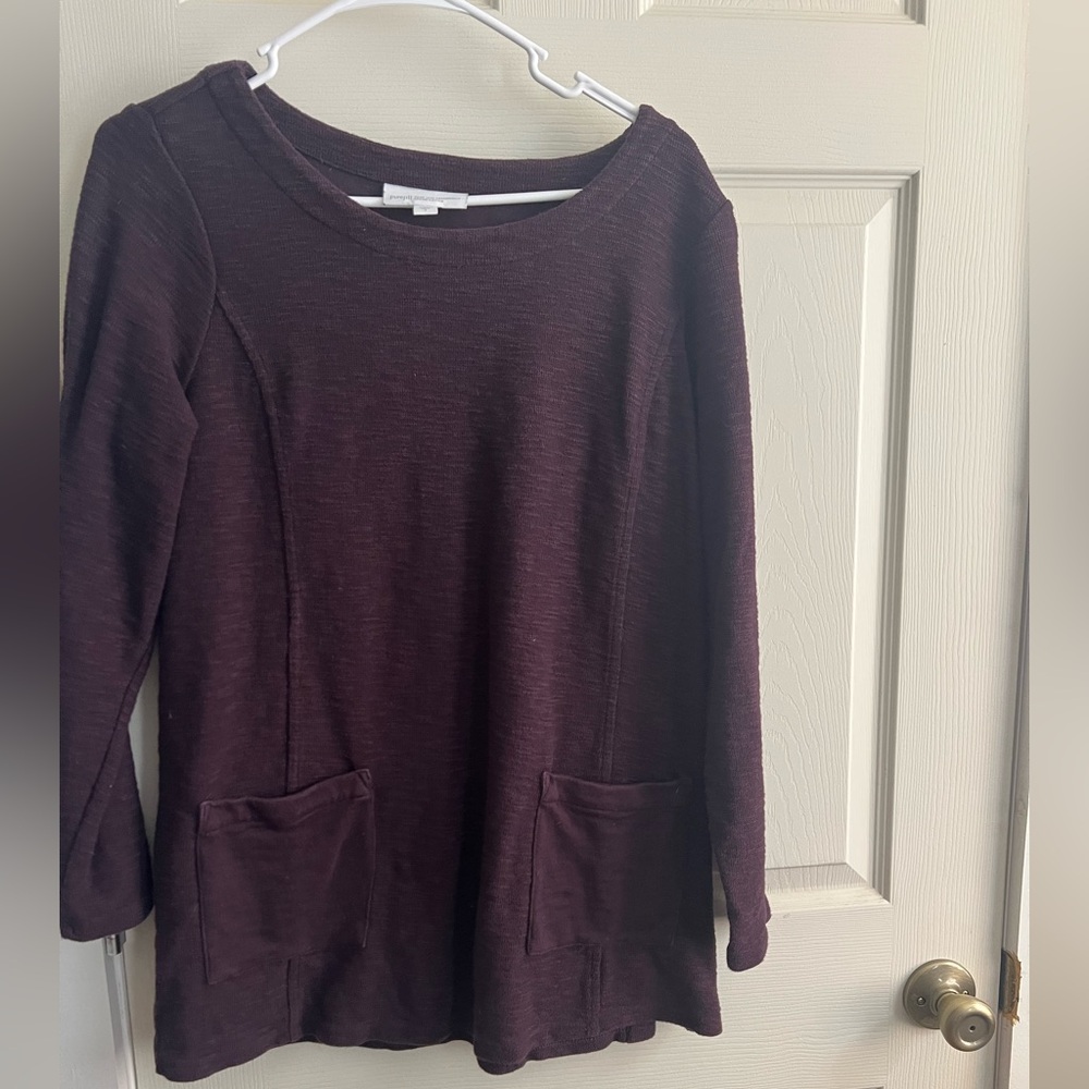Classic Women's Long Sleeve Tunic Top - Deep Plum